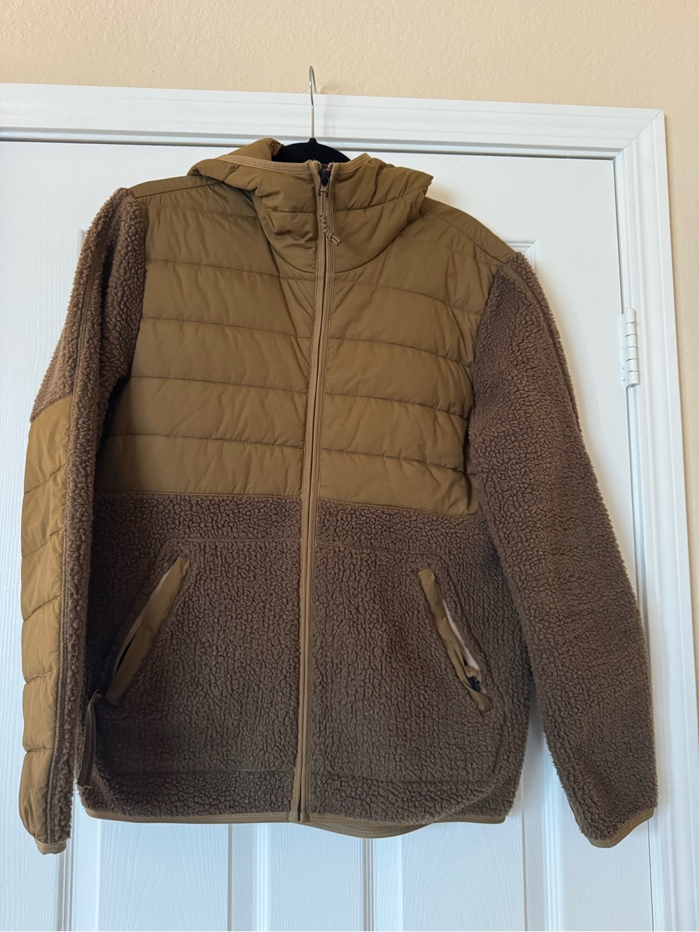 REI Men's Two-Tone Hooded Puffer & Sherpa Jacket - Brown/Tan